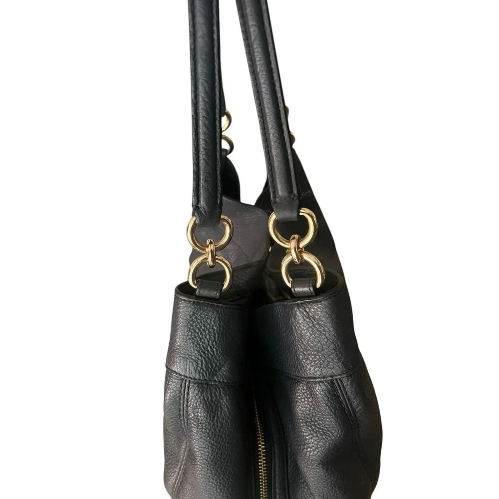 Coach Lexy F23511 Pebbled Leather Shoulder Hobo Bag Dark Gray Gold EUC